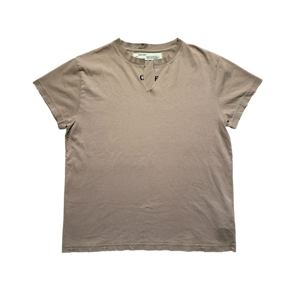 V neck slit “off” tee